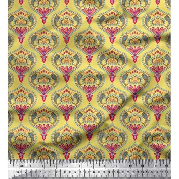 Soimoi Cotton Duck Fabric Moroccan Damask Fabric Prints By Yard 56 Inch Wide