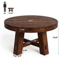 thumbnail image 2 of Tribesigns 31.5-Inch Round Coffee Table, Solid Wood Center Table with Thickened Tabletop for Living Room, Apartment, Small Space, Brown, 2 of 6