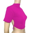 thumbnail image 4 of Womens Tops, Women's Backless Tie Back Short Sleeve T Shirt Sexy Club Crop Tops Crew Neck Slim Fit Y2K Going Out Basic Tees Hot Pink L, 4 of 5