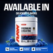 RAW Nutrition Essential Creatine Monohydrate Powder, 5g Per Serving, Blue Raspberry, 50 Servings