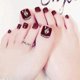 thumbnail image 1 of 24pcs Rhinestones Inlaid Toenail Patch Red Wine Glue Type Removable Short, 1 of 4