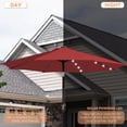 thumbnail image 2 of FUNDAZE 10FT Solar 32 LED Patio Umbrella w/ Tilt & Crank Lift, 8 Sturdy Ribs, UV Protection Solution-Dyed Fabric, for Garden, Backyard, Deck & Patio, Bright Red, 2 of 8