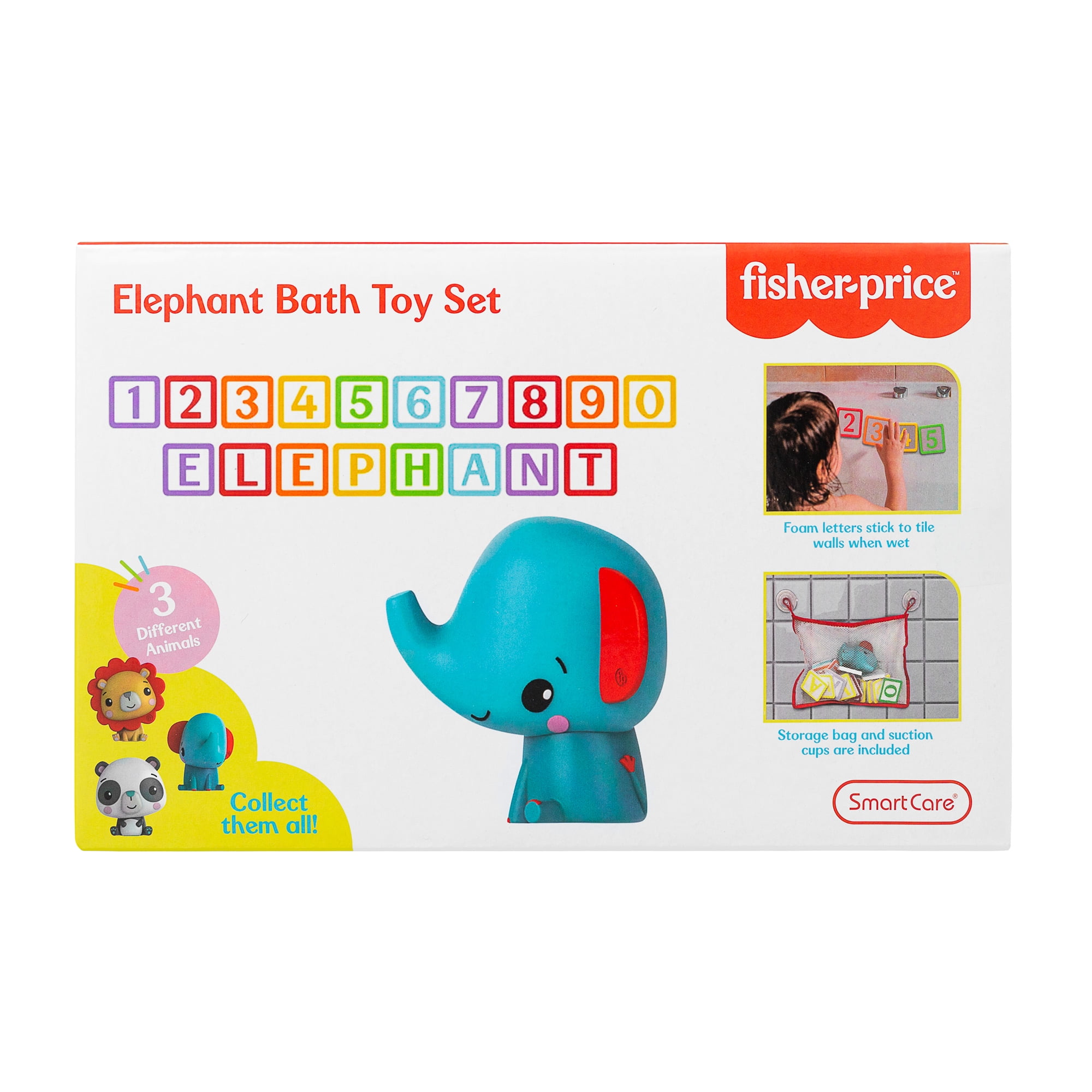 Fisher-Price Elephant Bath Toy Set with Foam Letters & Numbers for Toddlers, 6-12 Months