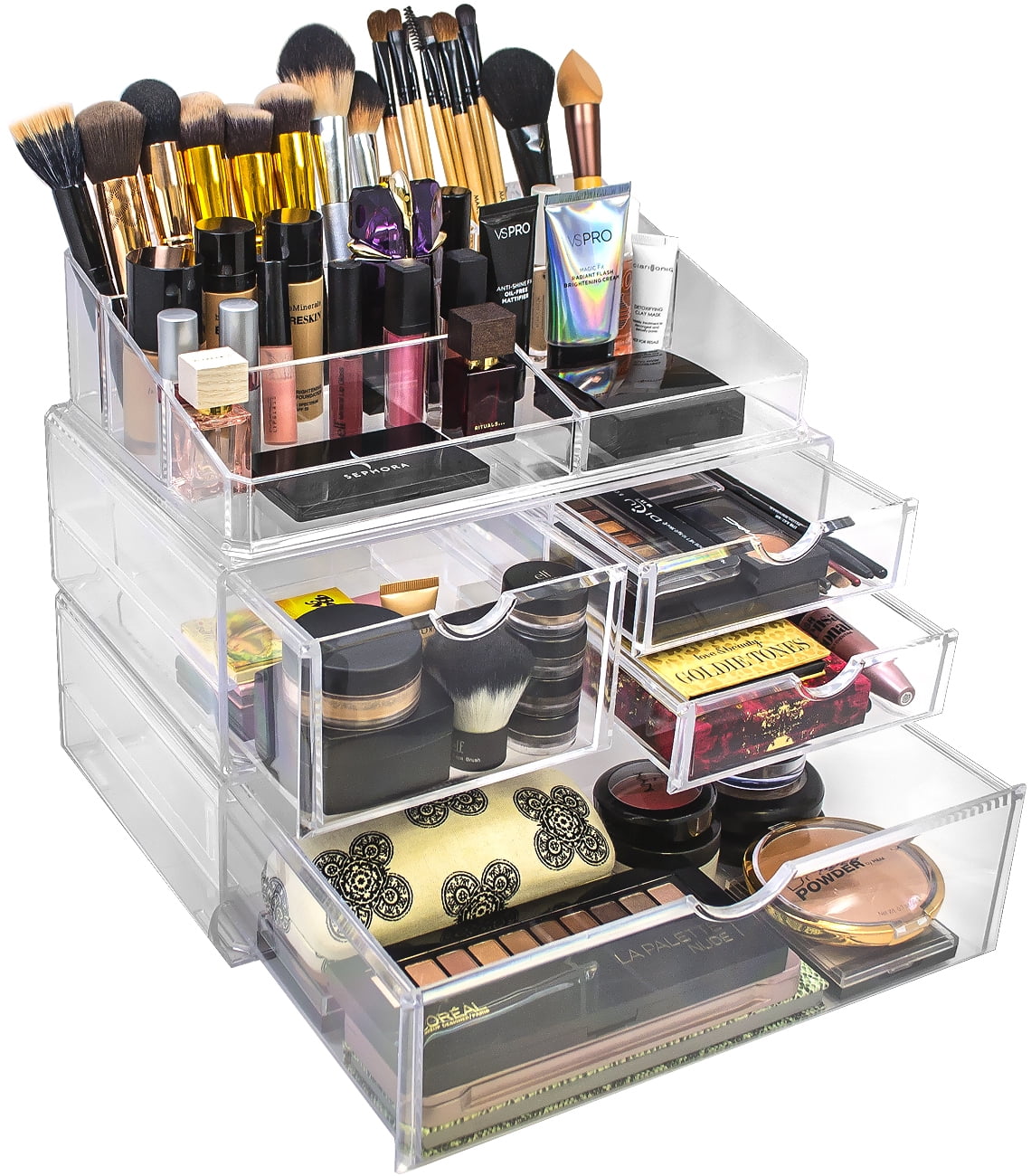 Sorbus Acrylic Cosmetics Makeup and Jewelry Storage Case X-Large Display  Sets - Interlocking Scoop Drawers to Create Your Own Specially Designed 