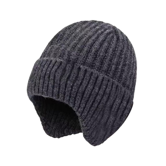 AWZXDE Winter Hats Thermal Ear Cover With Foldable Brim Thick Knitted Beanie For Extreme Cold Weather Outdoor Activities Grey