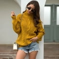 thumbnail image 3 of Suéter de otoño e invierno para mujer, estilo universitario, suéter de cuello alto con giro de línea gruesa para mujer, 3 of 6