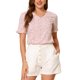 thumbnail image 1 of CAMISA DE BOTONES PARA MUJERES INSPIRE CHIC CON ESCOTE EN V Y MANGA CORTA, TOP FLORAL ROSA M, 1 of 6