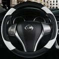 thumbnail image 3 of HSHDLDF Leather Car Steering Wheel Cover Non-Slip Car Wheel Cover Protector Breathable Microfiber Leather Universal Fit for Most Cars(White), 3 of 6
