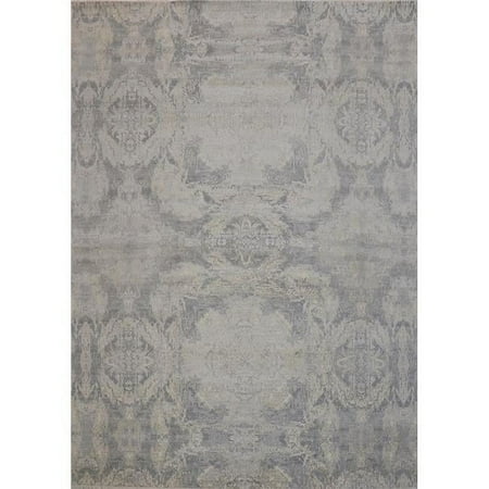 Transitional Collection Hand-Knotted Silk & Wool Area Rug- 9' 11' X 14' 1' - Silver - 9'11' X 14'1'