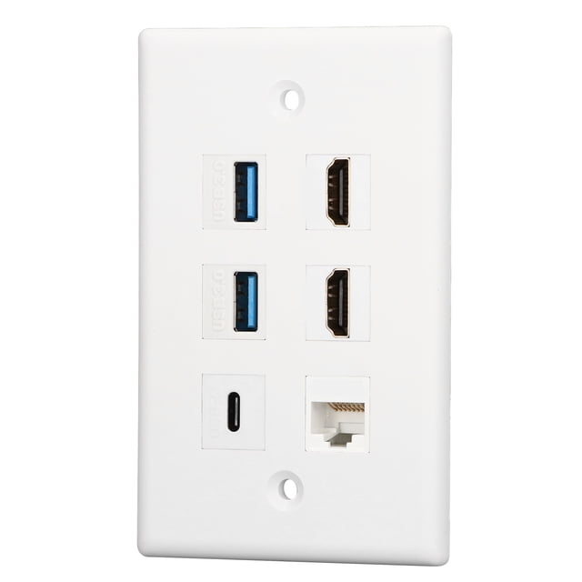 Placa de Pared de 6 Puertos, Aplicación Duradera de Ancho de Ancho Cat6 RJ45 PlacA de Pared Para TV