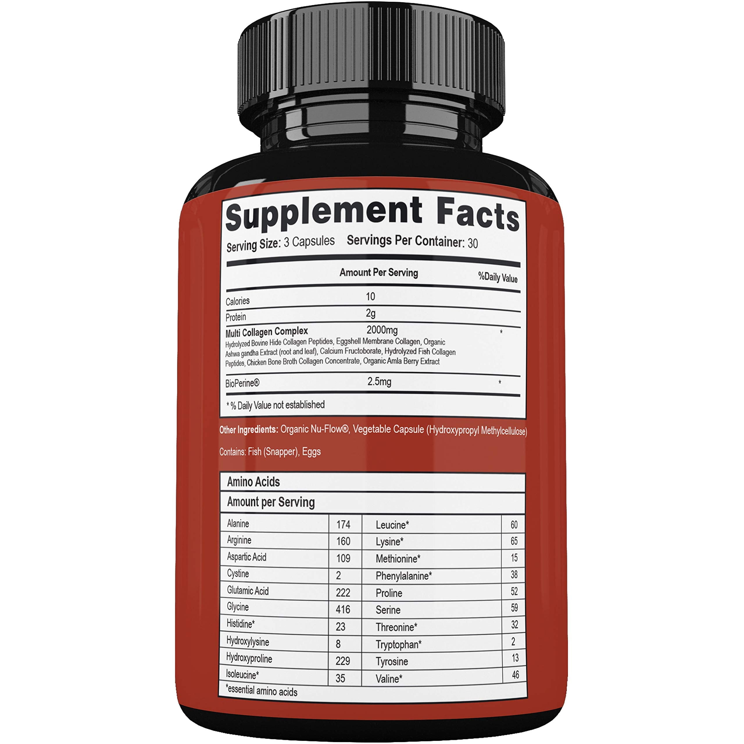 Multi Collagen Pills (Type I II III V X)and Bioperine -  Hair, Skin, Nails, Joints - Collagen Peptides Protein Supplement for Women Men