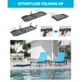 thumbnail image 3 of FHVIT Aluminum Chaise Lounge Chair Outdoor, Foldable Assemble-Free Patio Lounge Chair with 5 Adjustable Backrest for Poolside Beach Lawn 2 Set with Table Blue, 3 of 11