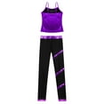 thumbnail image 4 of Miaeowve Kids Girls 2 Piece Summer Outfit Gym Yoga Dance Workout Sets Sleeveless Metallic Tank Top Purple 10, 4 of 6