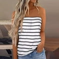 thumbnail image 2 of Puliio Womens Tank Tops Stripe Print Strapless Bandeau Tank Casual Sleeveless Summer Vacation Loose Holiday Top Shirt Blouse Women Tanks Top, 2 of 5