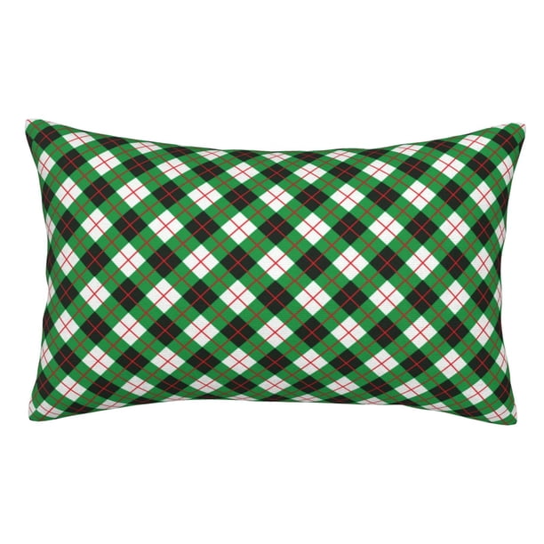 Balery Green Argyle Plaid Funda de Cojín Estampada, Regalos para Mujeres, Regalos de Amor para Ella, Regalos para Novia o Esposa, Funda de Almohada-20"x30"