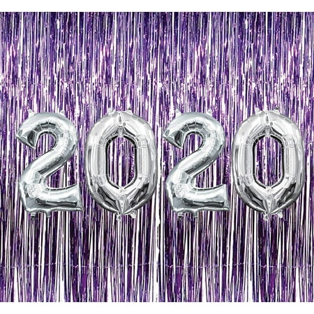 Pmu New Year S 2020 Silver Balloons With Purple Curtain Backdrop