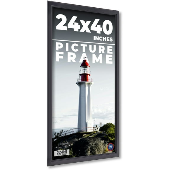 24x40 Frame Black Passaggi Solid Wood Picture Frame Width 1.5 Inches | Interior Frame Depth 0.5