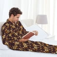thumbnail image 5 of Bingfone Men's Pajama Set 2 Piece Loungewear PJs, Long Sleeve with Pajama Pants-Sunflowers with Skull and Hand, 5 of 7
