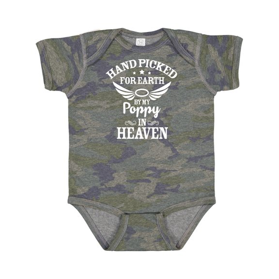 Inktastic Handpicked for Earth by My Poppy in Heaven with Angel Wings` Boys or Girls Baby Bodysuit