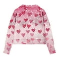 thumbnail image 4 of FAWUUDO Valentines Gift for Girls Big Youth Size Pullover Half Zip Stand Collar Thumb Hole Long Sleeve Casual Printed Sweatshirt Pink 7-8 Years, 4 of 5
