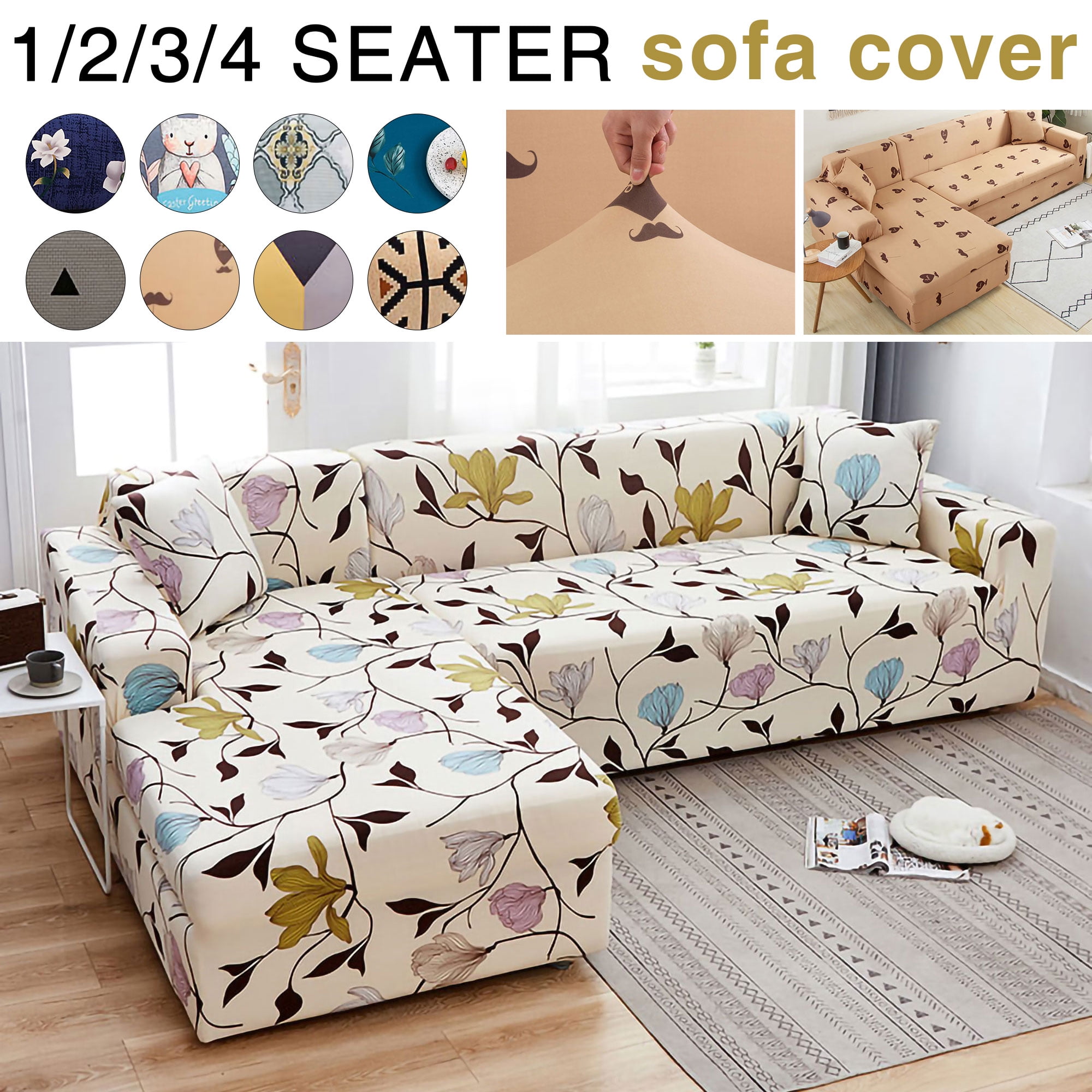 Details about   1 2 3 4 Seater Stretch Chair Sofa Recliner Cover Couch Loose Slipcover Protector 