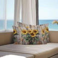 thumbnail image 2 of Outdoor Waterproof Pillow Covers Pack of 2, Summer Watercolor Sunflower Retro Flower Wood Grain Decorative Throw Pillowcases Cushion Covers for Garden Patio Tent Sofa Couch, 20x12 inch, 2 of 8