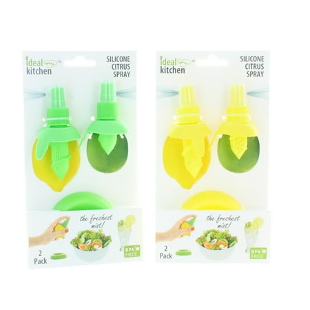 - 2 Yellow & 2 Green Citrus Sprayers W/Trays Fresh Fruit Lemon Lime Flavor Spritz
