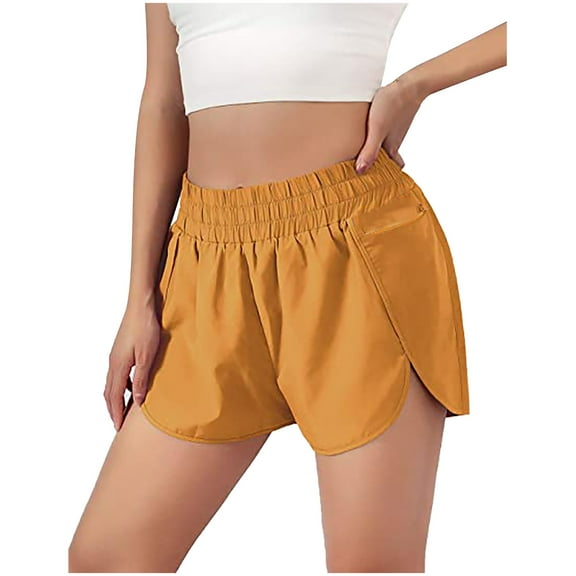 AOOCHASLIY Womens Shorts Summer Clearance Women Solid Running Shorts Sport Pant Elastic Waist Active Workout Pocket Shorts