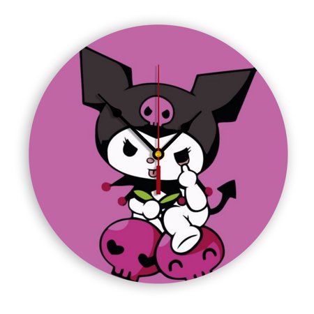 Sanrio Kuromi Wall Clock with Clear Dial Silent and Non-Ticking, Suitable for Bedroom, Office, School, Home and Living Room as a Gift Or Decoration, Large Size 12 Inches