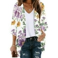 thumbnail image 2 of SELONE Cardigan for Women Dressy 3/4 Sleeve Regular Open Front Cardigans Without Hoodie Hawaiian Lightweight Beach Vacation Wear White XL, 2 of 5