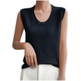 thumbnail image 4 of Plebaso Ribbed Tank Tops for Women Crew Neck Sleeveless Knit Shirts Solid Color Loose Summer Casual Tops, 4 of 5
