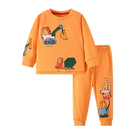 

Kids Boys Autumn Winter Homewear Cartoon Car Printed Long Sleeve Crew Neck Loose Tops And Trousers 2PC Pajamas Outfits Children s Clothing Baby Clothing Set Boy Boys Clothing Sets Infant Clothes