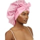 thumbnail image 4 of Zhuge Gorro de seda satinada para dormir para mujer, gorro grande para el pelo, gorro para dormir por la noche, bufanda envolvente para mujer, trenzas, cabello rizado con banda para atar (rosa), 4 of 4