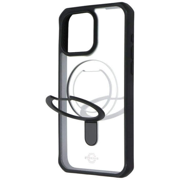 ITSKINS Hybrid_R // Stand Case for MagSafe for iPhone 15 Pro Max - Black/Clear