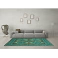 thumbnail image 3 of Ahgly Company Machine Washable Indoor Rectangle Persian Turquoise Blue Traditional Area Rugs, 7' x 10', 3 of 4