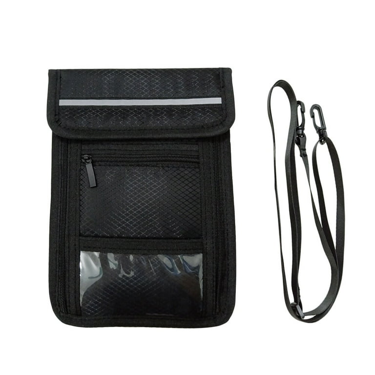 Waterproof Hanging Passport Holder Wallet Multifunctional Portable Bag for Certificate Ticket Money Pouch for Travel Black