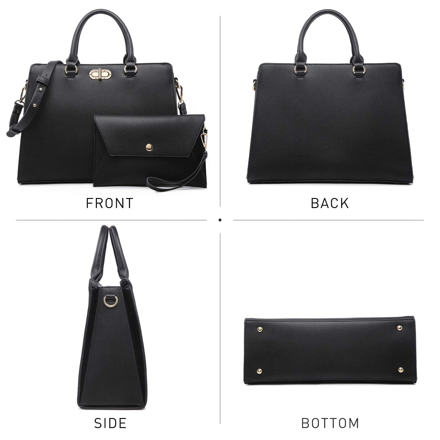 Dasein Women Handbags Fashion Satchel Purses Top Handle Tote Work Bags Shoulder Bags with Matching Clutch