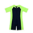thumbnail image 3 of renvena Kids Boys One Piece Rash Guard Swimsuit Short Sleeve Water Sports Swimwear 4-16 Navy Blue&Fluorescen 14, 3 of 7