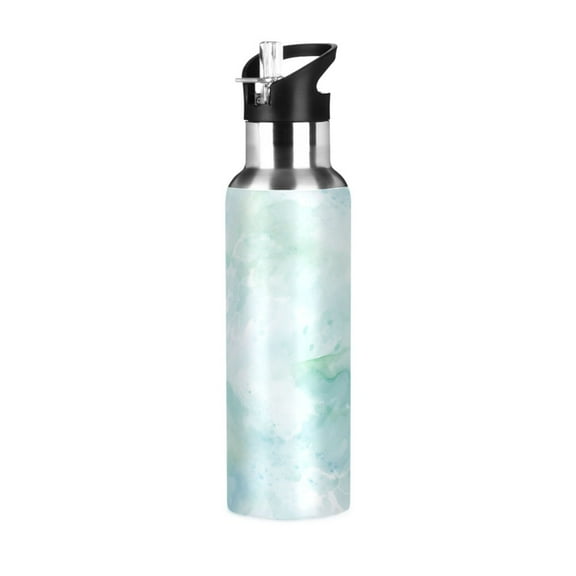 ALAZA Green Tie-dye Marble Water Bottle Insulated Flask Stainless Steel Straw Lid 20 oz