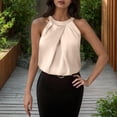 thumbnail image 2 of HAOTAGS Women's Satin Vest Tops,Sleeveless Back Button Solid Lightweight Summer Tops Khaki XS, 2 of 9