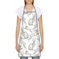 thumbnail image 2 of Naloa 1Pack Adjustable Bib Apron Waterdrop Resistant Cooking Kitchen Aprons for Women Men Chef, Hand Drawn Rabbit Print, 2 of 5