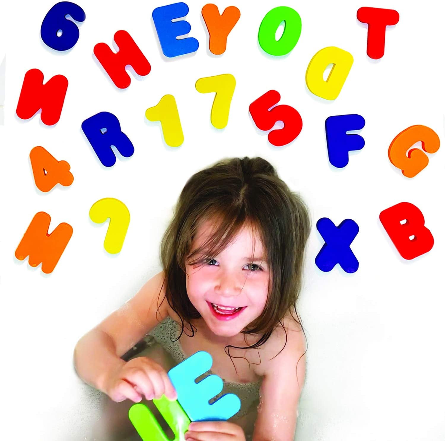 Amerteer Bath Toys 36-Piece Set. Stick-On Foam Letters & Numbers by Baby Bibi. Full Set Floating Waterproof Bathroom Alphabet Toys. Bathtub Educational Toy, Promotes Reading and Counting