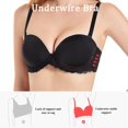 thumbnail image 3 of YANDW Strapless Clear Back Bra for Women Convertible Padded Lace Plus Size Bra Underwire, Black 44C, 3 of 9