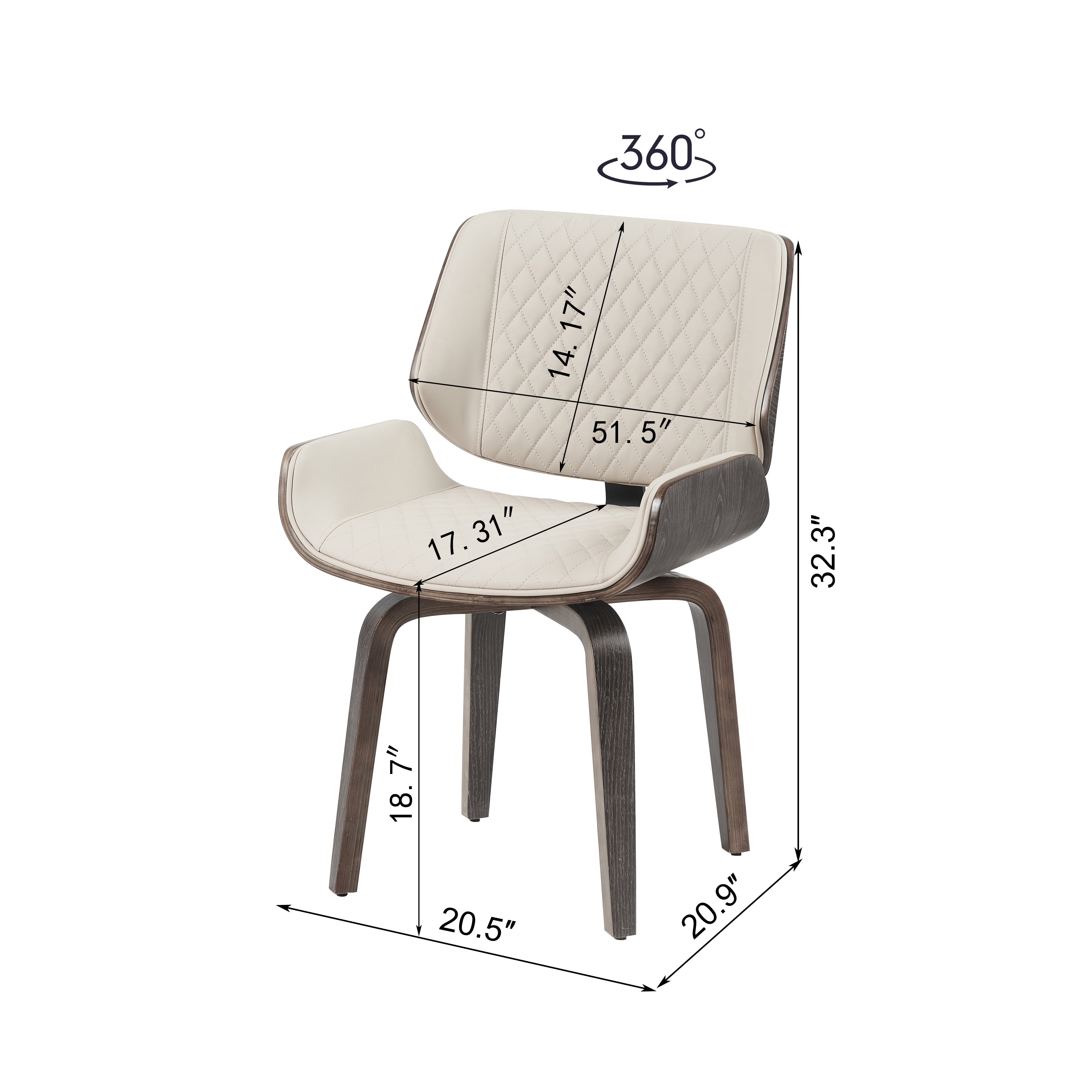 Euroco Swivel Dining Chairs Set of 2,PU Leather Upholstered Kitchen Chairs for Dining Room,Beige