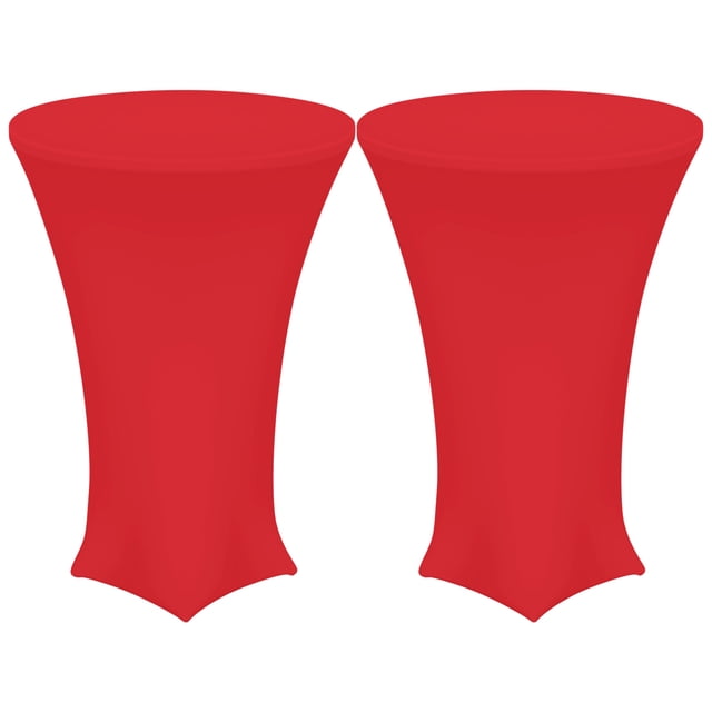 Uxcell Cocktail Tablecloth Spandex Stretch Tablecloth 2 Pcs Red 24" Dia x 43" Height