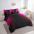 thumbnail image 3 of Feelyou Stripes Abstract Twin Bedding Sets 7pcs, Pink Fashion Lines Bedding Comforter Set, 3 of 8