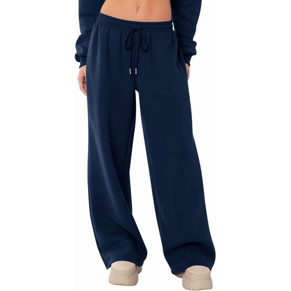 BAKREP Women's Sweatpants Wide Leg Elastic Loose Relaxed Sweat Pants Spring Winter Clothes Baggy Drawstring Joggers with Pockets