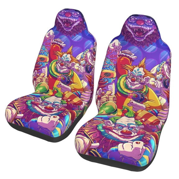 Killer Klowns from Outer Space Car Seat Covers Set 2Pcs, Front Seat Covers for Car Truck Sedan SUV Auto, Universal Fit Vehicle Enterior Bucket Seat Protector Car Accessories