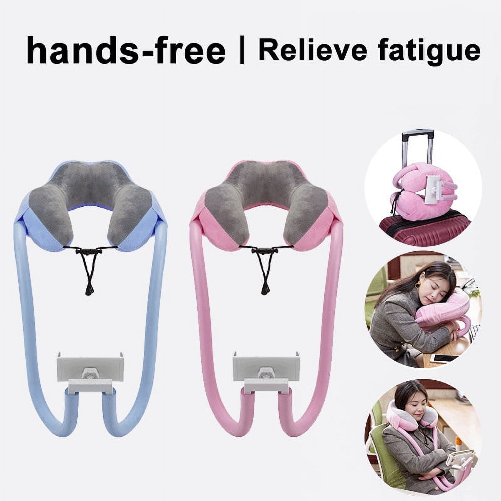 Neck Pillow Phone Holder, Lazy Gooseneck Cell Phone Stand with 360 Clips, Universal Mobile Phone Tablet Stand for iPhone 14/14 Pro Max/13 (Pink)