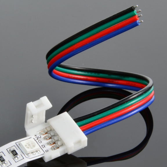 ABI 10mm Solderless 4-Wire Connector Clip for 5050 RGB LED Strip Light Power (50-Pack)